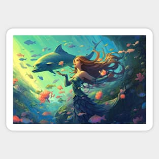 Oceanic Siren: Pastel Delight of a Mermaid Sticker